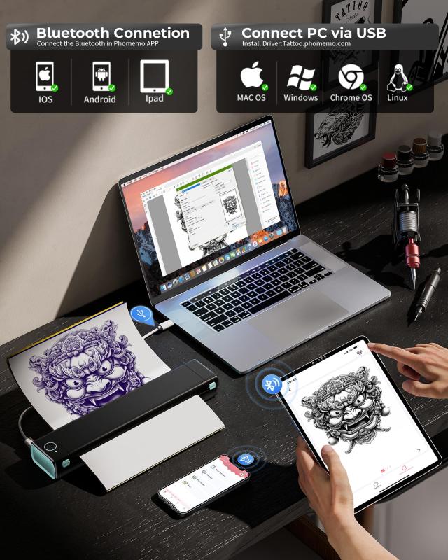 M08F tattoo printerタトゥー用紙10枚付属モバイルプリンター M08F tattoo printerタトゥー用紙10枚付属モバイルプリンター