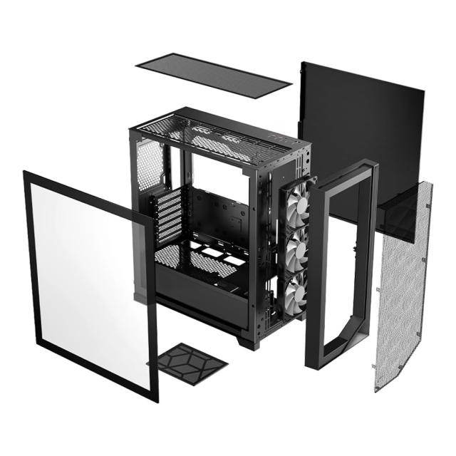 PCCOOLER CPS C3D510 ARGB PCケース ATXミドルタワー, 黒非常に通気性の高い メッシュメタルフロントパネル エアフローE-ATX/M-ATX/ITX_1