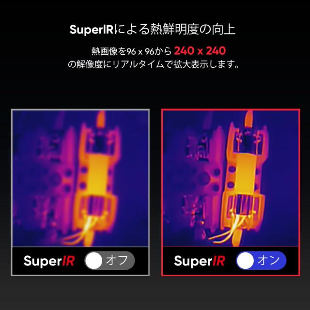 HIKMICRO E02 サーモグラフィーカメラ 240x240 SuperIR解像度、可視光カメラ、20Hzフレームレート、手持ち型赤外線サーモカメラ、バッテ_2