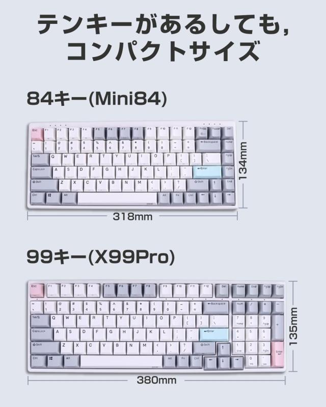 NiZキーボード X99 Pro ワイヤレス 【2024新型】99キー Bluetooth 5.0 