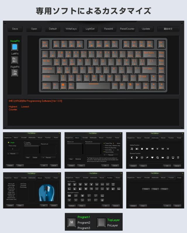 NiZキーボード X99 Pro ワイヤレス 【2024新型】99キー Bluetooth 5.0・USBレシーバー 静電容量無接点方式 キー荷重35g テンキー搭載 キ_5