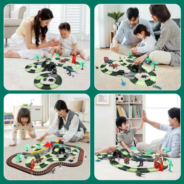 HOLYFUN 恐竜 玩具 レール 大冒険 259点 組み立て おもちゃ 電車