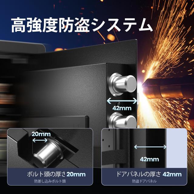 Grimtron スマート生体認証金庫（23L）指紋/暗証番号両対応・静音