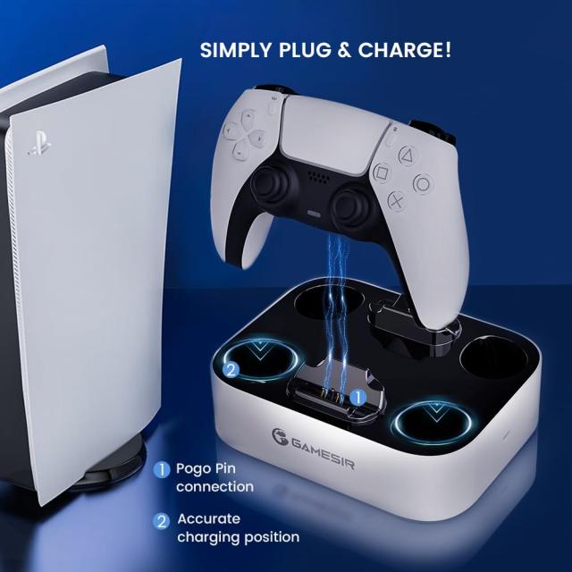 GameSir PS5 コントローラー 充電スタンド 2台同時充電 P5充電器