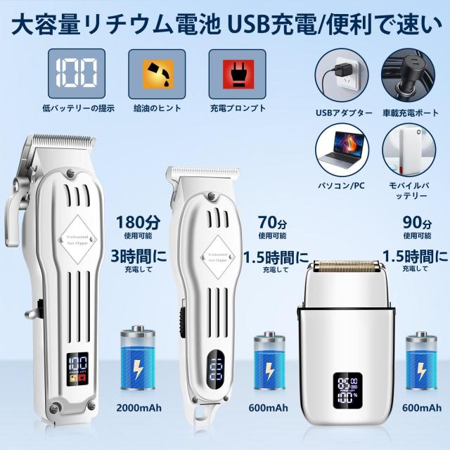 Soonsell メンズバリカンセット 往復式シェーバー 鼻毛カッター2in1