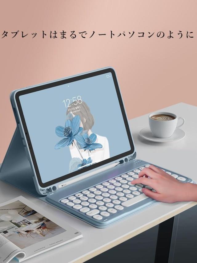 Galaxy Tab S6 Lite キーボード ケース 丸型キー 可愛い カラー 