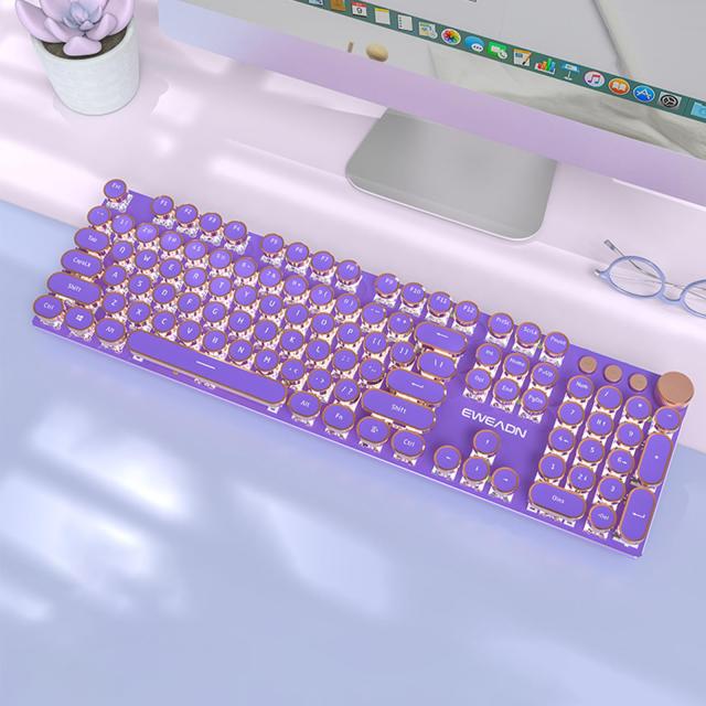 EWEADN V20 タイプライター キーボード レトロ スチームパンク 104キー