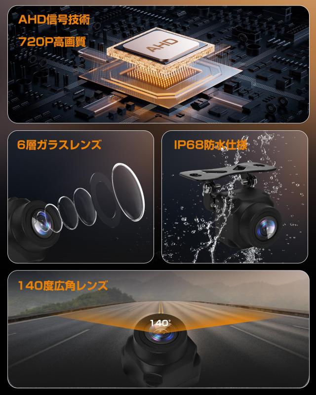 Antion 5インチIPSモニター 4個カメラセット AHD信号 死角なし