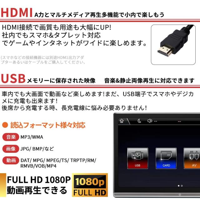 ULOPOPヘッドレストモニター 11.6インチ超薄いタッチスクリーン WXGA1366*768 ADSワイド液晶採用で高輝度・全視野 HDMI・AV外部入力 MP5