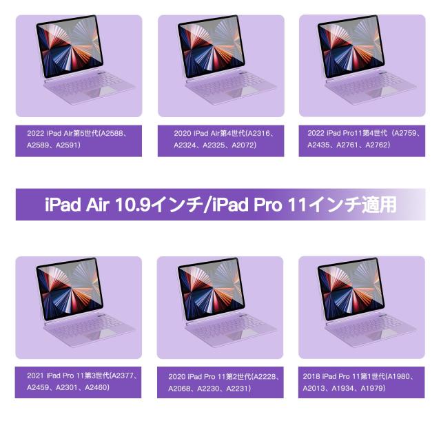 【2024新型】マジックキーボード SUKEBON iPad Pro 11 スマートキーボード iPad Air4/5 10.9インチ通用 磁気吸着 電量表示キーボード ケ_6