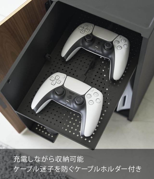 山崎実業(Yamazaki) 【 完成品 】 ゲーム機 収納 ラック ブラック 約