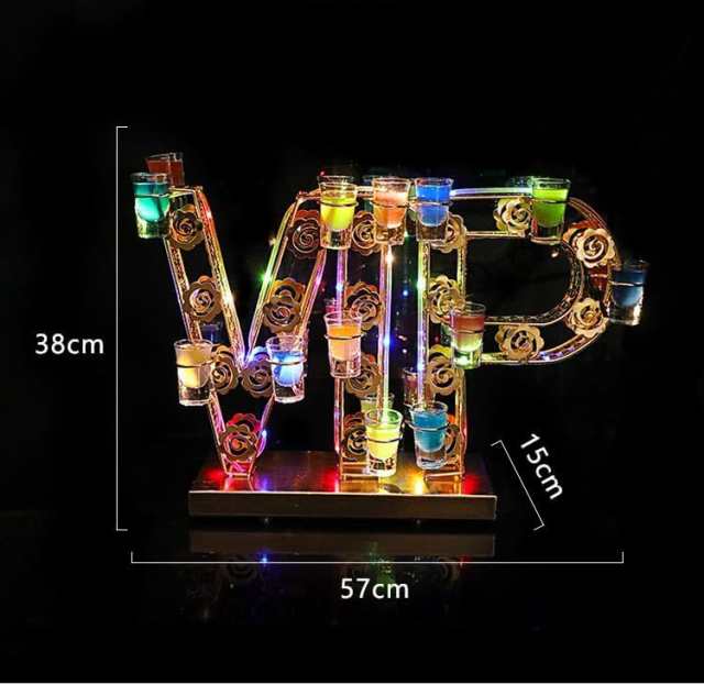 ALIMOTA テキーラ観覧車 24カップ VIP LED酒ボトルの表示棚 バーホテルLED酒棚の表示棚 LED酒グラス 収納ラック KTVナイトクラブに最適 