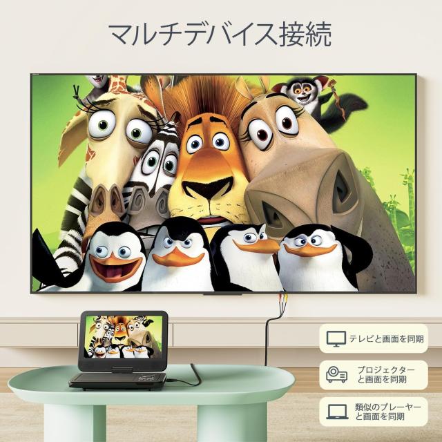 YOTONポータブルDVDプレーヤー、10.5インチLCDディスプレイdvd