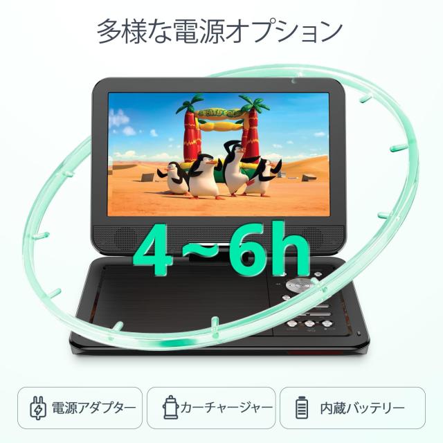 YOTONポータブルDVDプレーヤー、10.5インチLCDディスプレイdvd