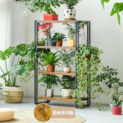 HCHQHS ラック オープンシェルフ 4段 木製 収納 本棚 オープンラック キッチンラック リビングラック 棚 おしゃれ 北欧 木目調 組立簡単