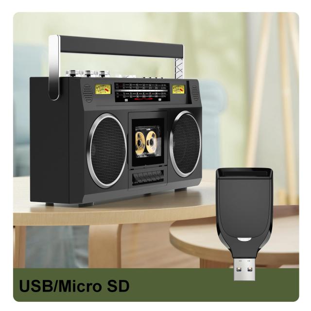 ポータブルラジカセ 録音 コンパクト カセットテープ Bluetooth