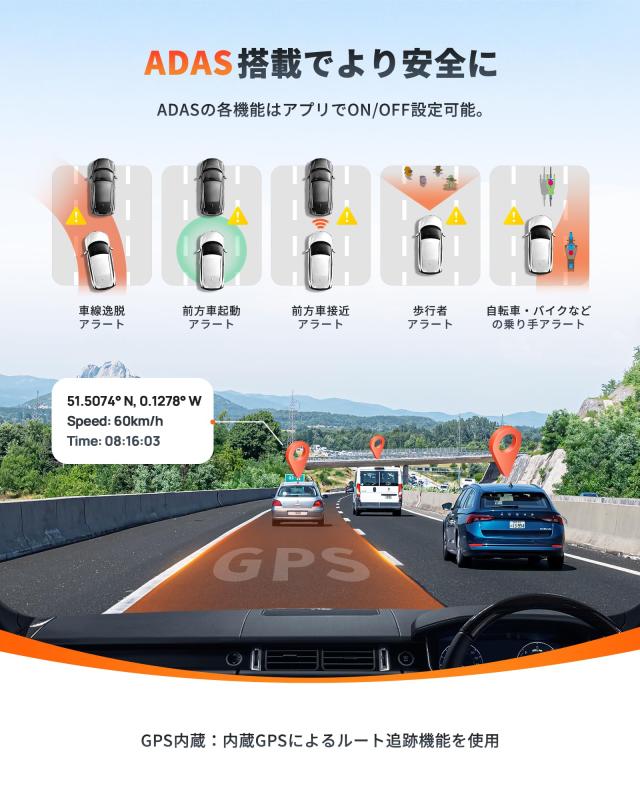 最新4K UHD超高精細記録】70mai Dash Cam 4k A810 ドライブ