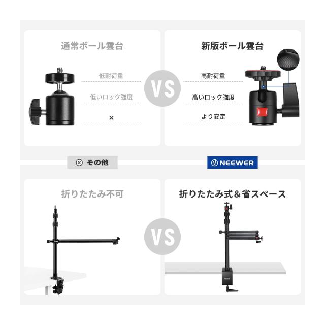 NEEWER アップグレード カメラアーム オーバーヘッドカメラマウントスタンド 卓上 3段伸縮式延長アーム(最大荷重0.9kg) 1.2m伸縮デスクマ_5