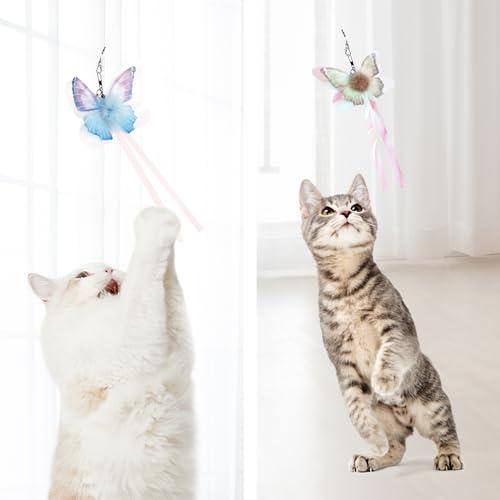 SONGWAY 猫おもちゃ 蝶々 ねこじゃらし キラキラ 蝶々6個チョウチョ