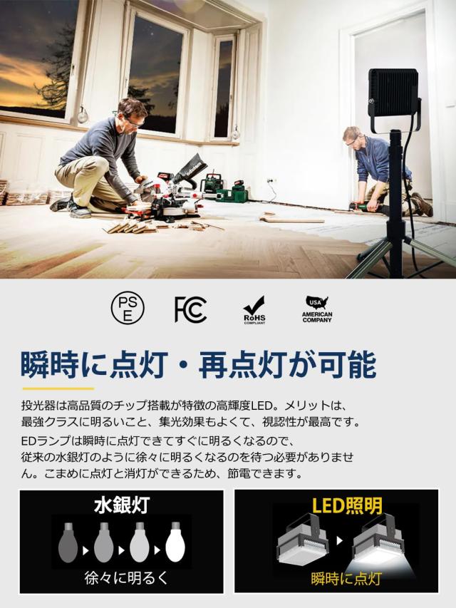 TANKAO 投光器 led投光器 150W 投光器 屋外 100v 灯光器 作業灯 外灯 20000LM 6500K IP66 昼光色 高輝度 工事用ライト ledライト 屋内 屋の通販は