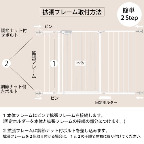 Seogva ベビーゲート 三重ロック 高さ92cm 拡張フレーム付き ベビーゲート つっぱり 扉付き 幅100cm以上組み立て可能 ピーナッツロック 