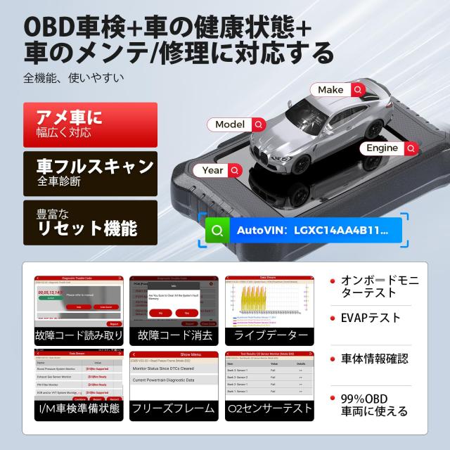 LAUNCH CRE FGC アメ車用 obd2 診断機 日本語 車 診断機 ECU