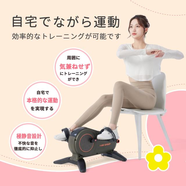 I-uki Sport ミニ エアロバイク 家庭用 静音 マグネット8段階負荷 滑り