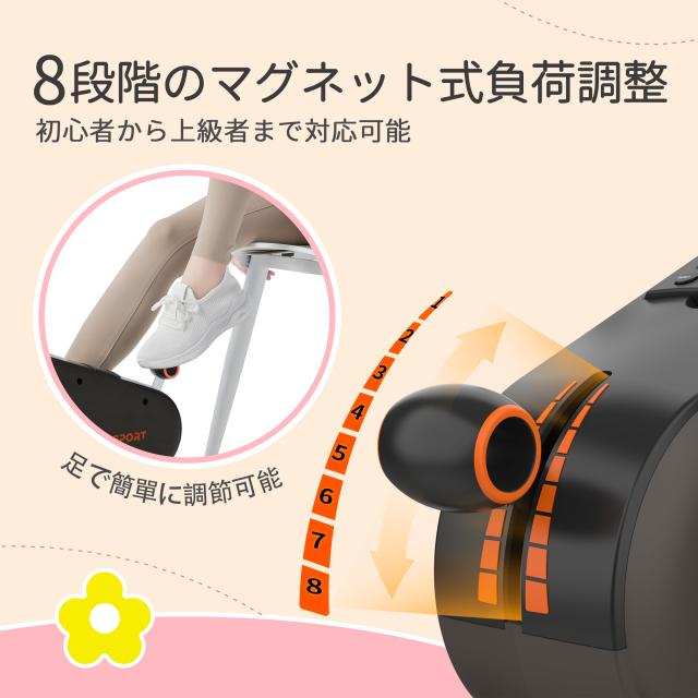 I-uki Sport ミニ エアロバイク 家庭用 静音 マグネット8段階負荷 滑り 