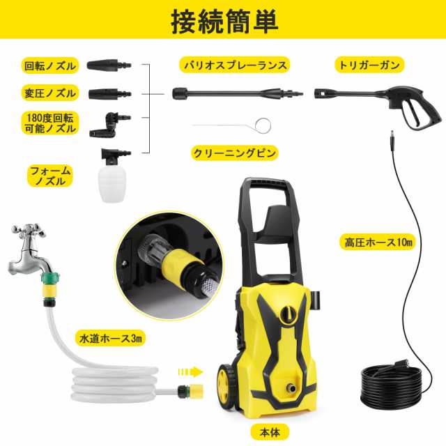 COOCHEER 高圧洗浄機 1500W 最大吐出圧力14MPa 50Hz/60Hz東西日本兼用 水道直結・自吸両用 家庭用高圧クリーナー 高圧ホース 10m+水道ホーの通販はau PAY マーケット - なんでん屋 au PAY マーケット店 | au PAY マーケット－通販サイト