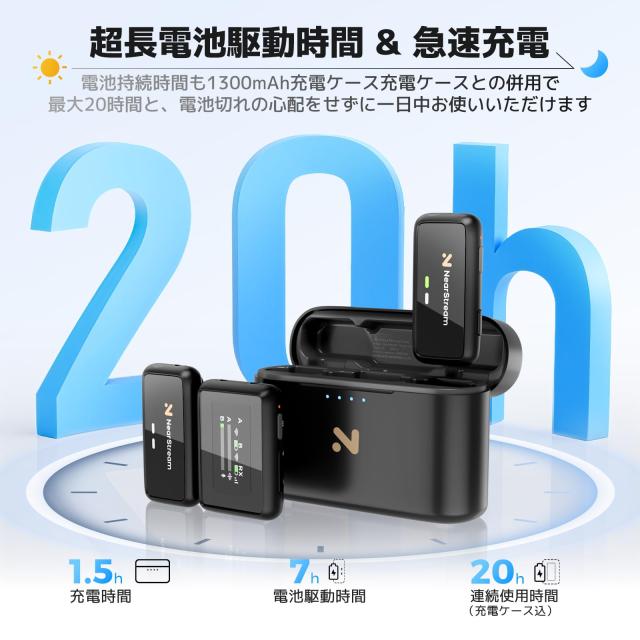 NearStream ワイヤレス ラベリア マイク Mic 小型軽量 200M無線伝送