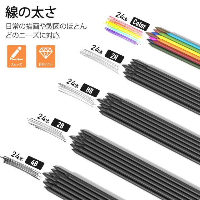 Four Candies 2mm シャープペンシル 3本セット メタルシャーペン 芯