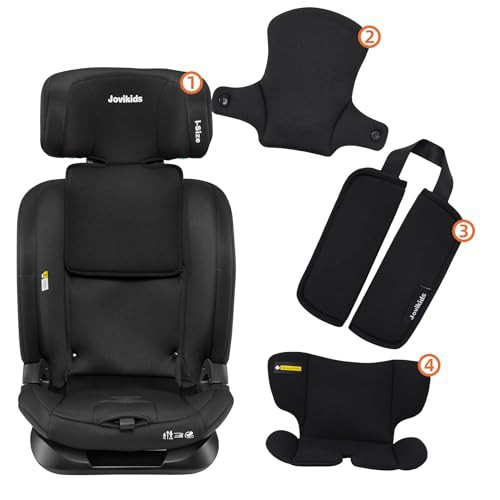 Jovikids チャイルドシート ISOFIX、 i-Size R129適合 76-150cm （15ヶ月〜12歳くら）いジュニアシート、ロングユース、調整可能なライ角