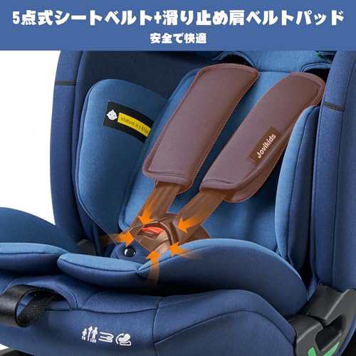 Jovikids チャイルドシート ISOFIX、 i-Size R129適合 76-105cm （15ヶ月〜12歳くら）いジュニアシート、ロングユース、調整可能なライ角