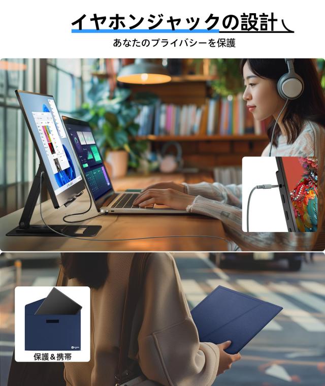 Ingnok モバイルモニター 15.6インチ モバイルディスプレイ FHD 非光沢 A+スクリーン IPS液晶パネル USBType-C miniHDMI スタンド付き PS_5