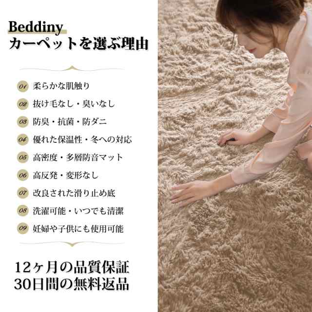 Beddiny カーペット ラグマット ラグ 低反発 厚手 洗えるラグ 防音 絨毯 ホットカーペット シャギーラグ マット リビング用 滑り止め付きの通販は