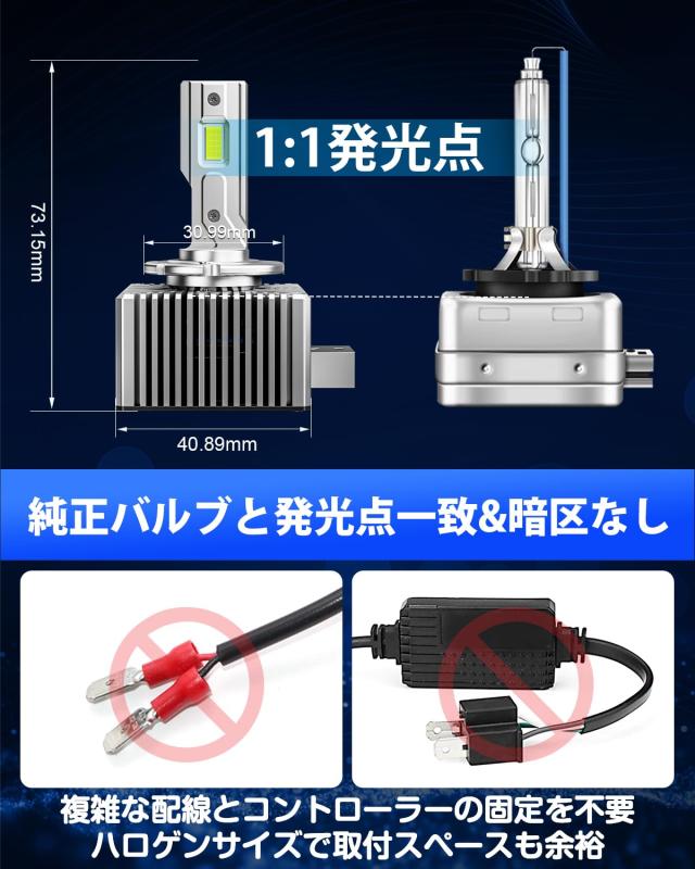 SUPAREE d3s led ヘッドライト 車検対応 6500K 35W 24000lm 純正交換用 d3r led 爆光 バルブ 加工不要 2個入り