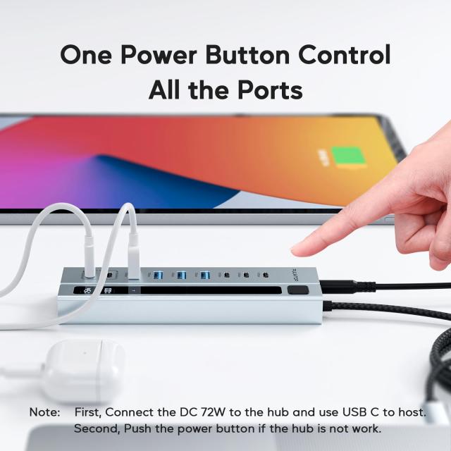 パワード USB C ハブ、PULWTOP 9-in-1 USB ハブは 10Gbps および PD 45W 最大充電をサポート (ビデオはサポートしていません)、USB パワ_3