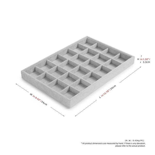 Oirlv ジュエリートレイ ベルベット 24区画 イヤリング 指輪 ディスプレイ 収納 アクセサリートレイ 高級 おしゃれ 適格請求書に対応 P00の通販は