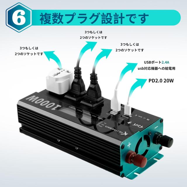 ACさん専用 RUTNRIXA インバーター シガーソケット コンセント 1000W DC12Vを