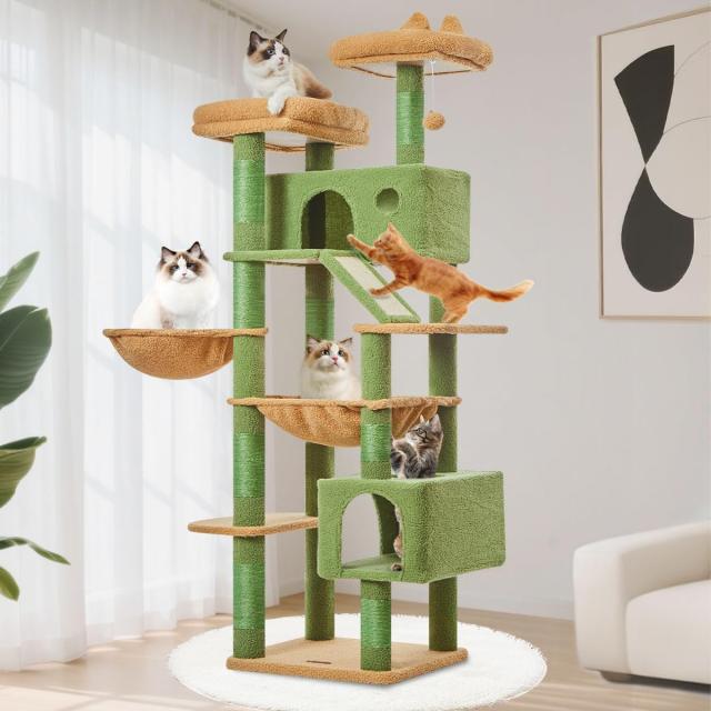Taoqimiao キャットタワー 大型猫用 180CM グリーンキャットタワー