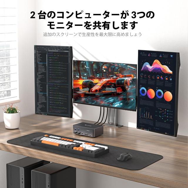 AV Access iDock D23 8Kディスプレイポート KVMスイッチ ドッキングステーション | 2台のPCに対応 | トリプルモニター対応 | ゲーミング_1