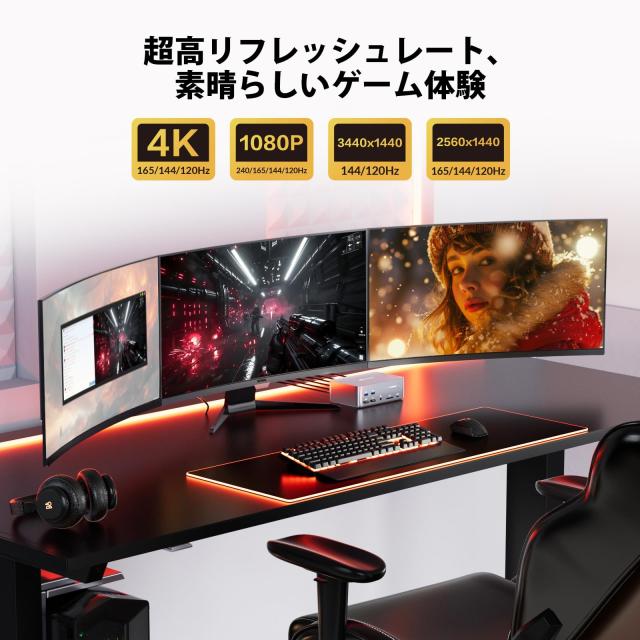 AV Access iDock D23 8Kディスプレイポート KVMスイッチ ドッキングステーション | 2台のPCに対応 | トリプルモニター対応 | ゲーミング_3