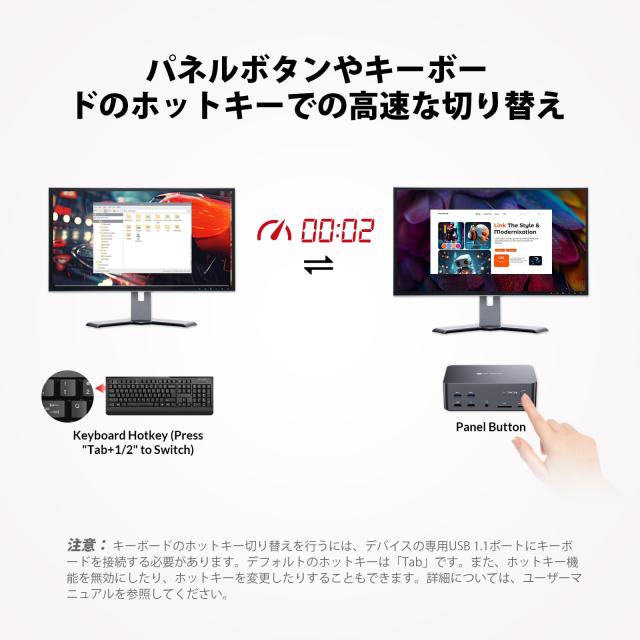 AV Access iDock D23 8Kディスプレイポート KVMスイッチ ドッキングステーション | 2台のPCに対応 | トリプルモニター対応 | ゲーミング_5