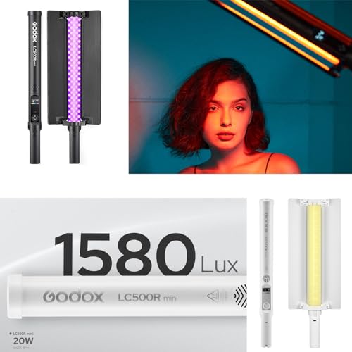 GODOX LC500R Mini LEDビデオライト、360°RGB ハンドヘルド 写真ランプ20W ポータブル ビデオ ライト 2500K-8500K調整可能、2470mAh 取_1
