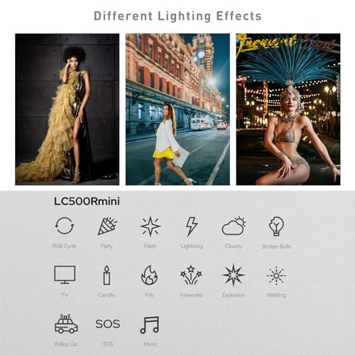 GODOX LC500R Mini LEDビデオライト、360°RGB ハンドヘルド 写真ランプ20W ポータブル ビデオ ライト 2500K-8500K調整可能、2470mAh 取_3