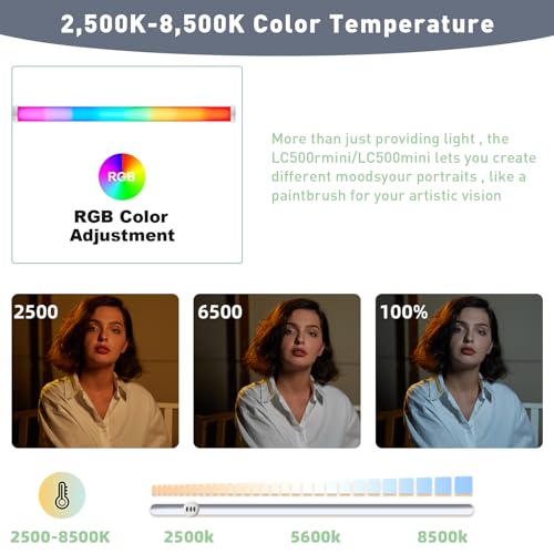GODOX LC500R Mini LEDビデオライト、360°RGB ハンドヘルド 写真ランプ20W ポータブル ビデオ ライト 2500K-8500K調整可能、2470mAh 取_4