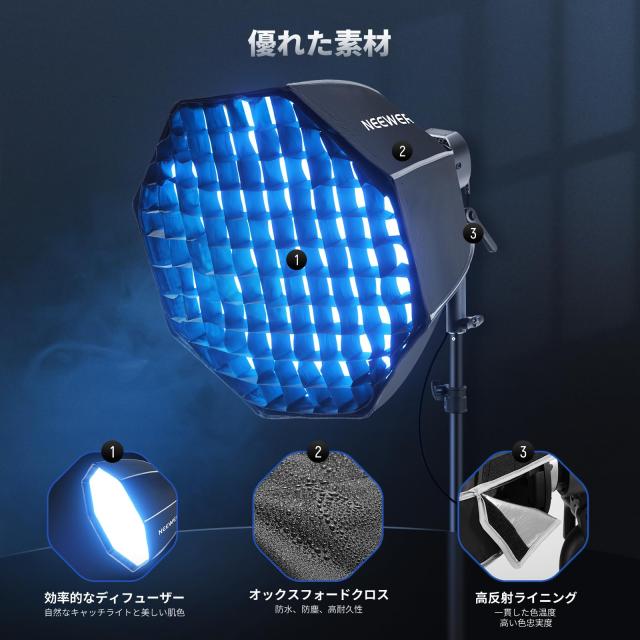 NEEWER 20”/50cm八角形ソフトボックス NEEWERマウント(Bowensマウンでなく) クイック折り畳み クイックセットアップ ミニソフトボックス_4