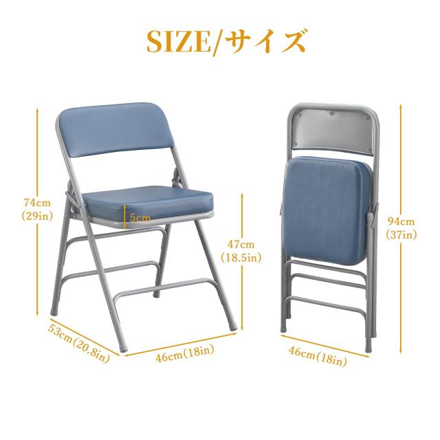 BOOSDEN パイプ椅子 折りたたみ椅子 分厚いクッション 室内 会議いす リビング 折り畳みイス ダイニングチェア 背もたれ おしゃれ シンプ_2