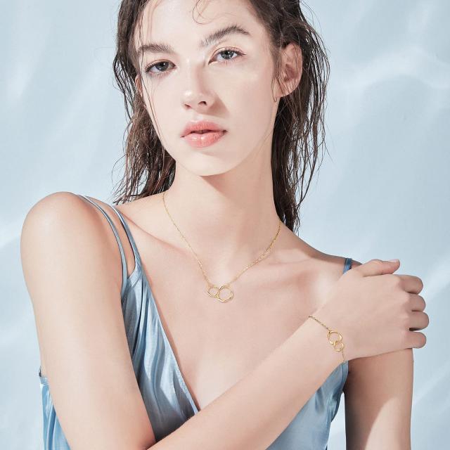 [FANCIME] 18金 ブレスレット レディース K18 イエローゴールド ダブルループ サークル メビウス 腕輪 クリスマス 母の日 誕生日 記念日