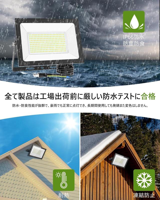 【最強の超爆光・超薄型】SUKITEN 投光器 led 屋外 作業灯 ledライト150W 20000LM IP66防水 昼光色 6500K 高輝度 高放熱 省エネ 軽量 120